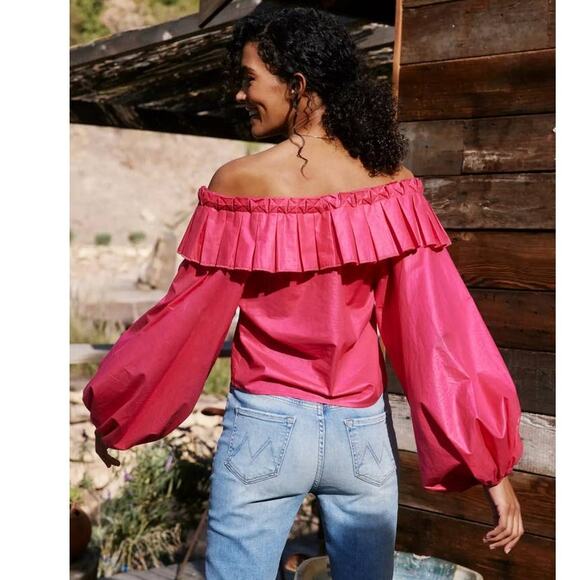 New Anthropologie MARGO BARIDON Priscilla Ruffled Blouse $168 XS Long Sleeve - Picture 5 of 6